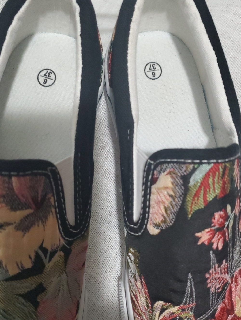 Tropical Floral Slip-On Tapestry Look Canvas Sneakers - Picture 2 of 5